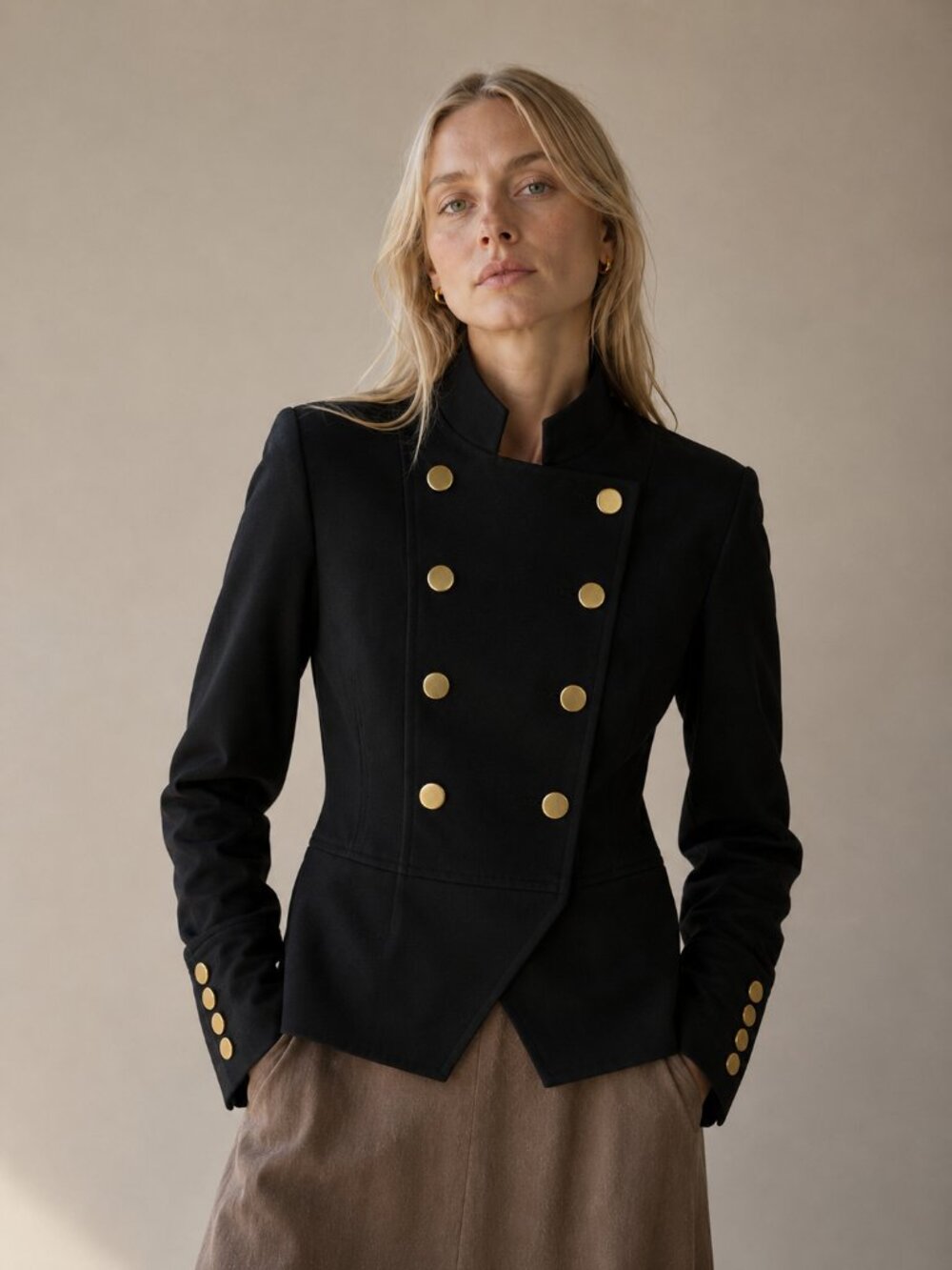 TRISTAN - Double Breasted Military Blazer with Brass Buttons - Dark Romantic - 2